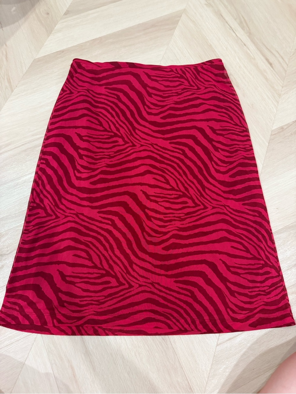 Vintage Express Red and Dark Pink Zebra-Print A-Line Skirt